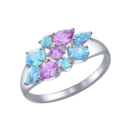 Кольцо из серебра с полудрагоценными вставками