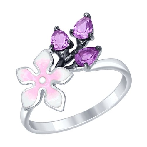 Inel din argint cu zmalt si ametist