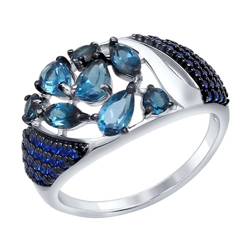 Inel din argint cu topaze si fianite albestre