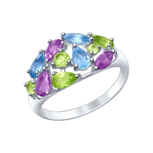 Кольцо из серебра с полудрагоценными вставками