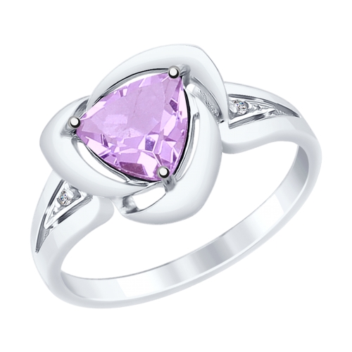 Inel din argint cu ametist si fianite