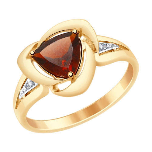 Inel din argint aurit cu granat si fianite