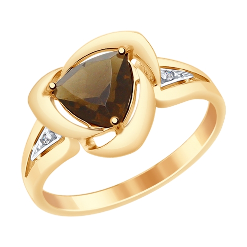 Inel din argint aurit cu rauchtopaz si fianite