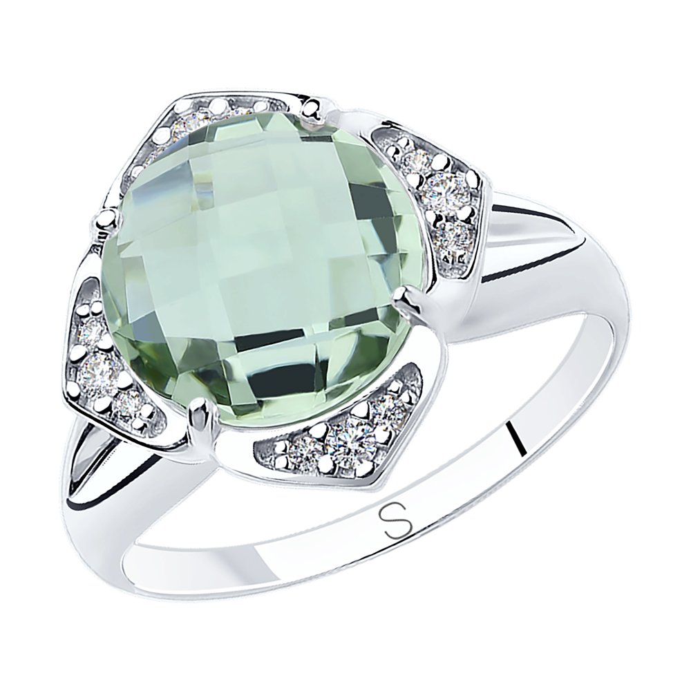 Кольцо из серебра с кварцем и фианитами