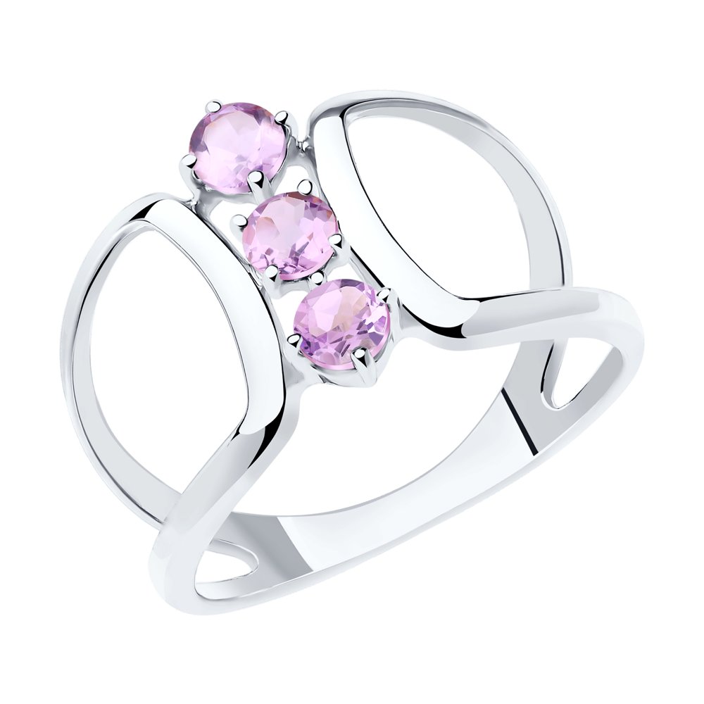 Кольцо из серебра с аметистами