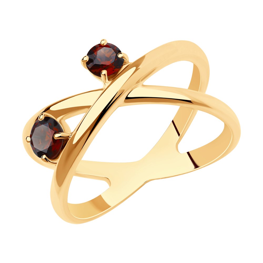 Кольцо из золочёного серебра с гранатами