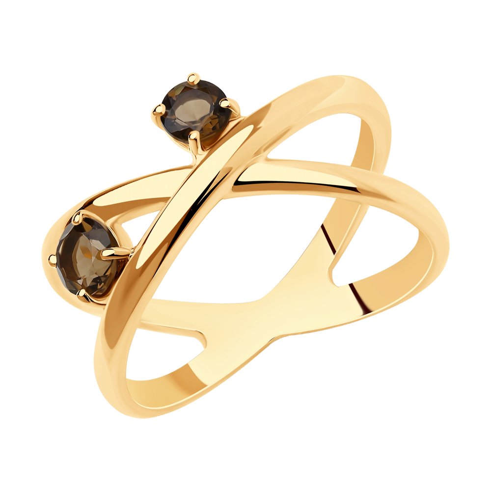 Кольцо из золочёного серебра с раухтопазами