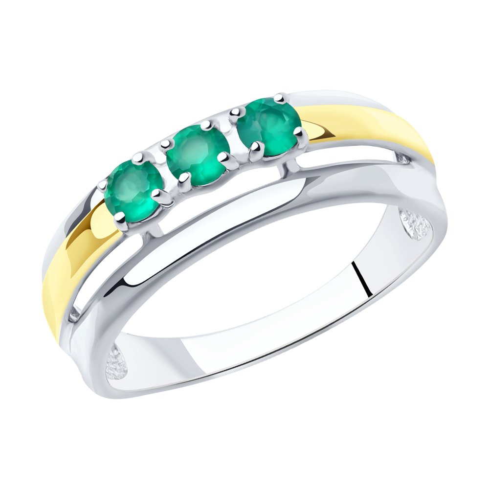 Кольцо из золочёного серебра с золочением и родированием с агатами