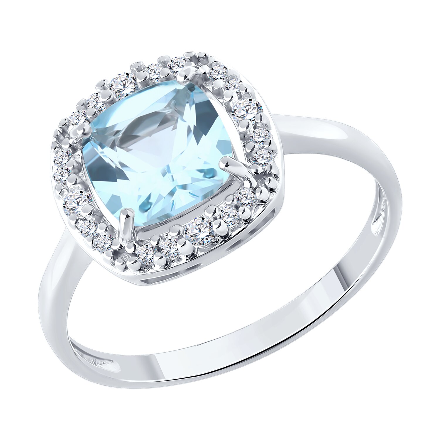 Кольцо из серебра с топазом и фианитами