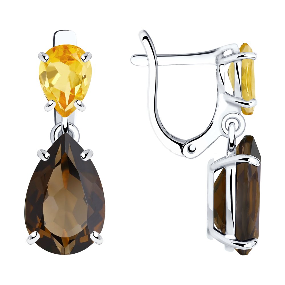 Серьги из серебра с полудрагоценными вставками