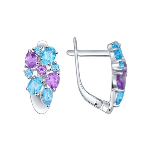 Серьги из серебра с полудрагоценными вставками