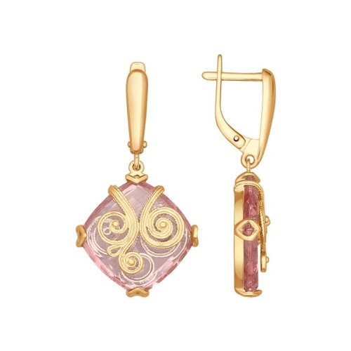 Серьги из серебра с ситаллами и сканью