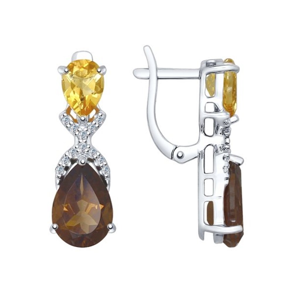 Серьги из серебра с миксом камней