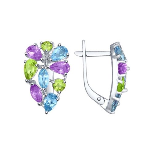 Серьги из серебра с полудрагоценными вставками