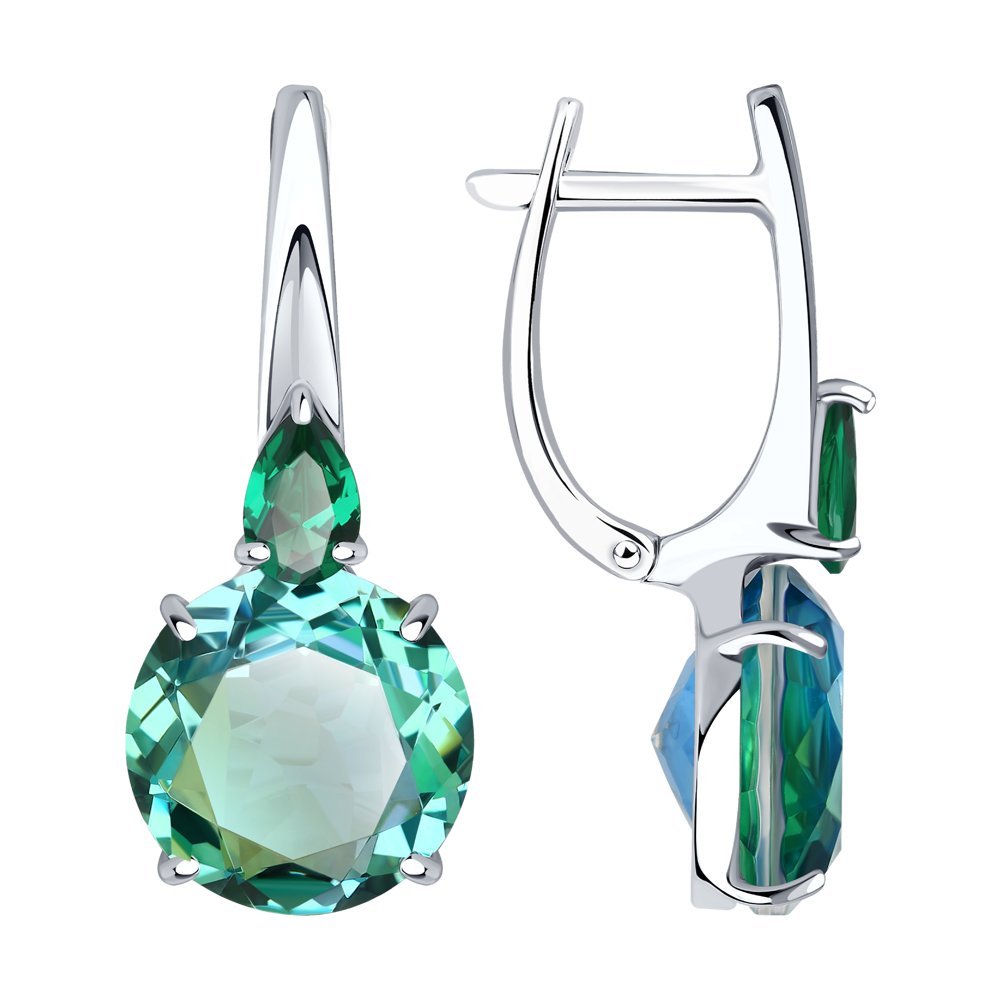 Серьги из серебра с ситаллами и фианитами