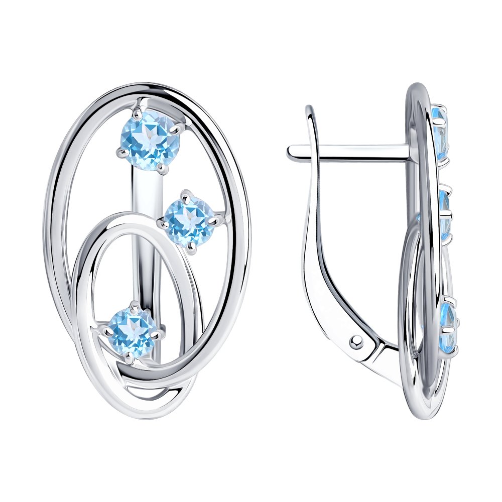 Серьги из серебра с топазами