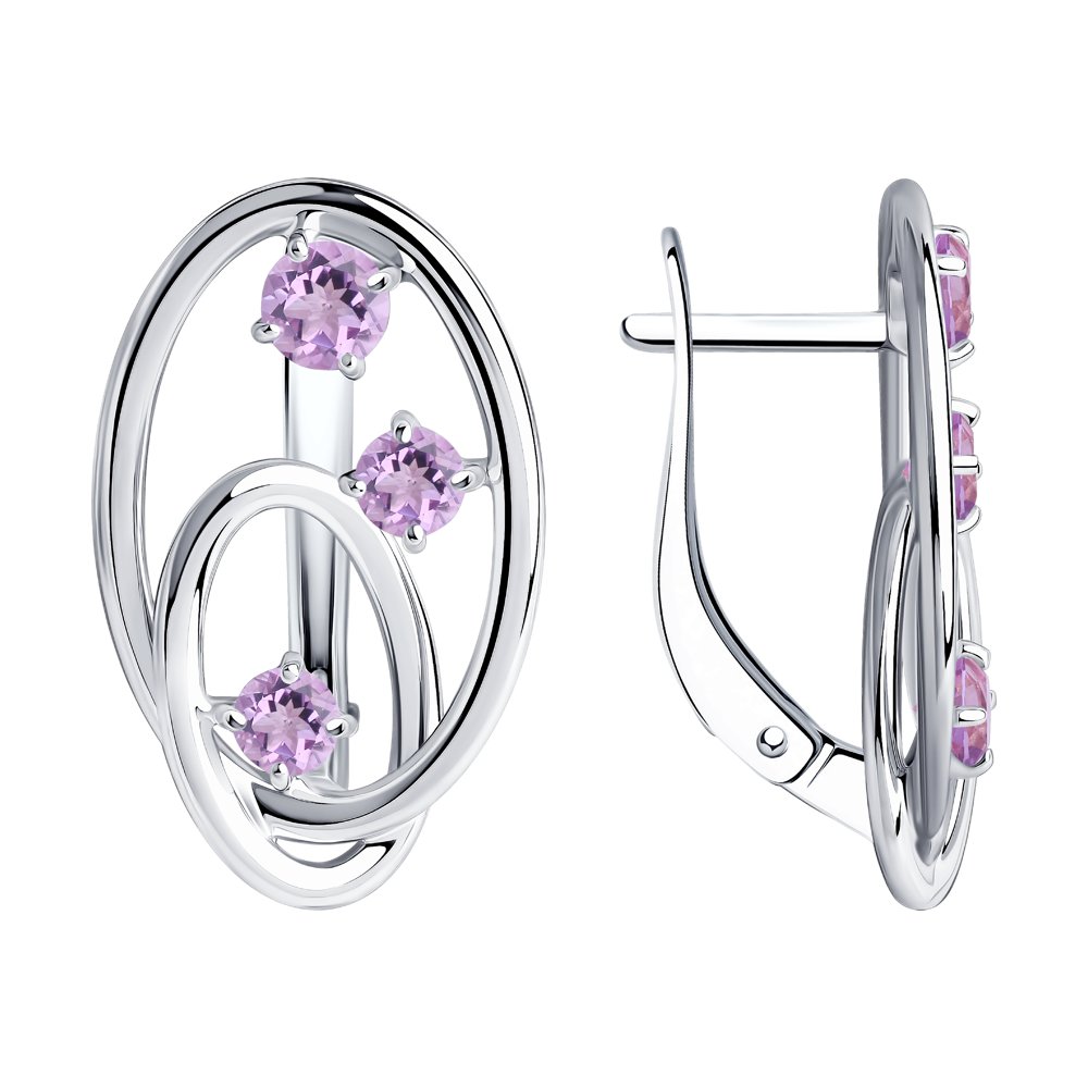 Серьги из серебра с аметистами