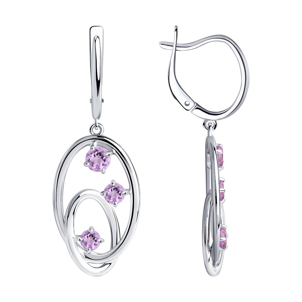Серьги из серебра с аметистовыми
