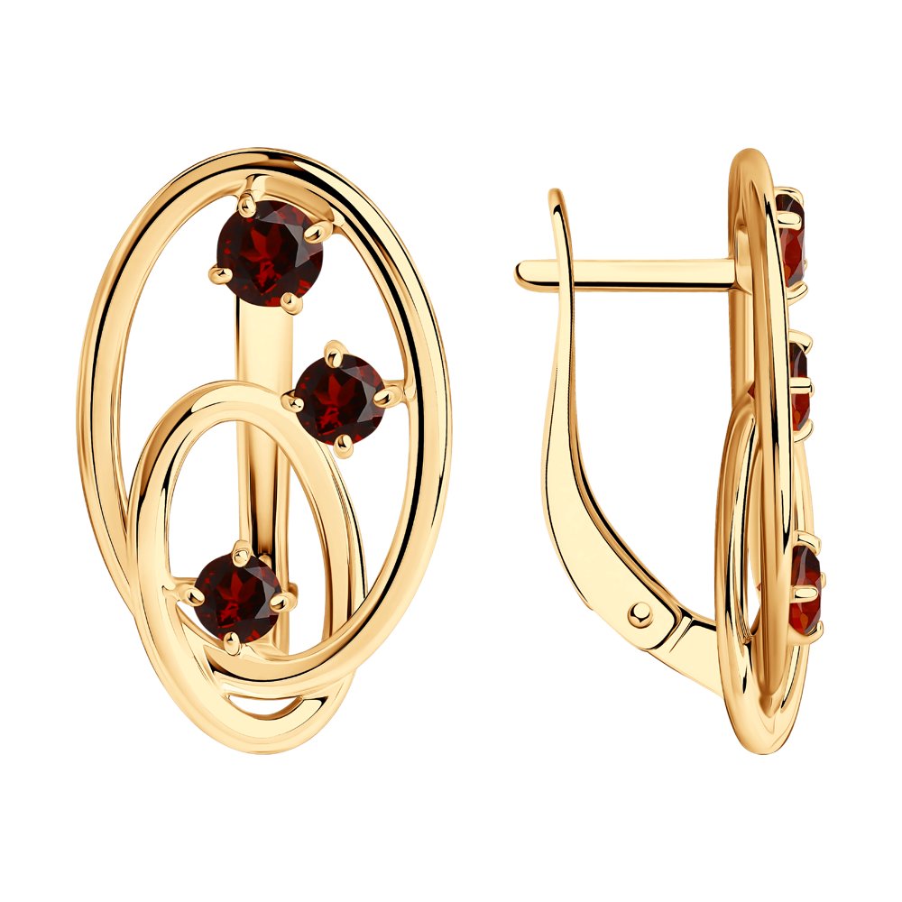 Серьги из серебра с гранатами