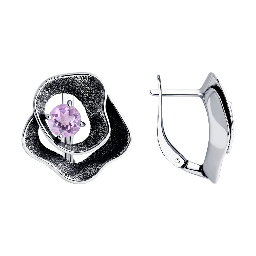 Серьги из серебра с аметистами