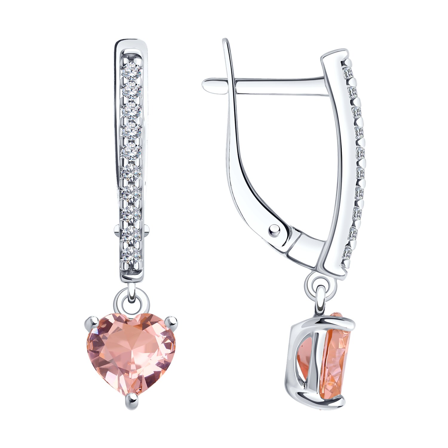 Серьги из серебра с ситаллами и фианитами