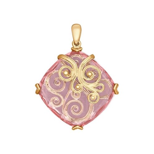 Подвеска из серебра с ситаллом и сканью