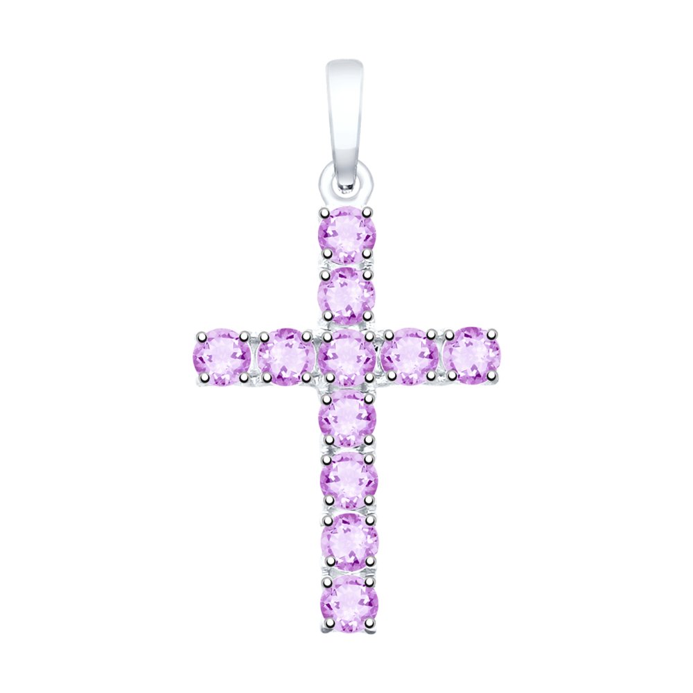 Подвеска из серебра с аметистами