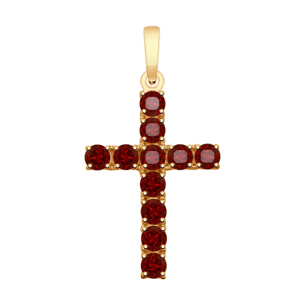 Подвеска из золочёного серебра с гранатами