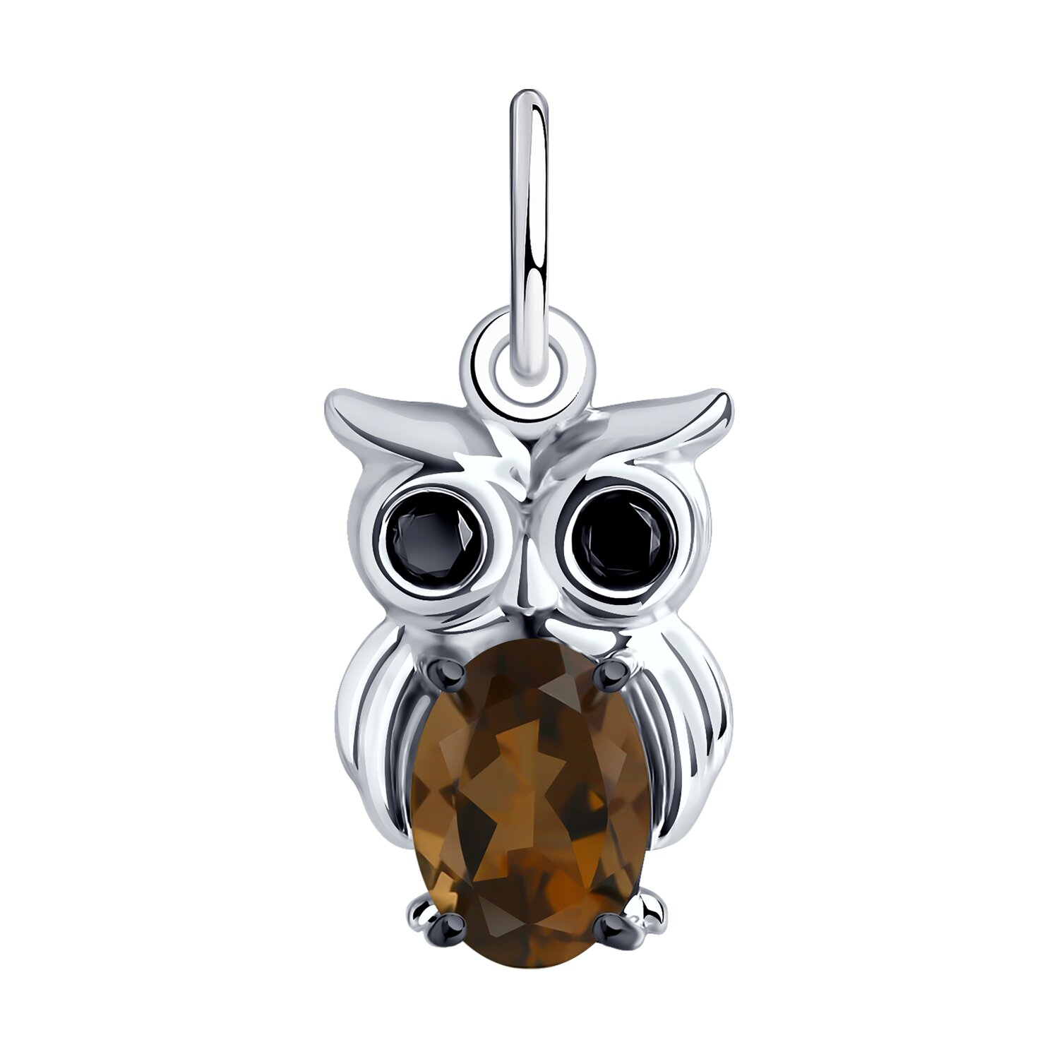 Подвеска из серебра с раухтопазом и фианитами