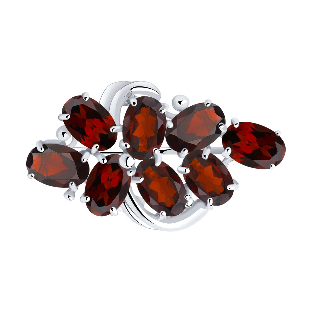 Брошь из серебра с гранатами