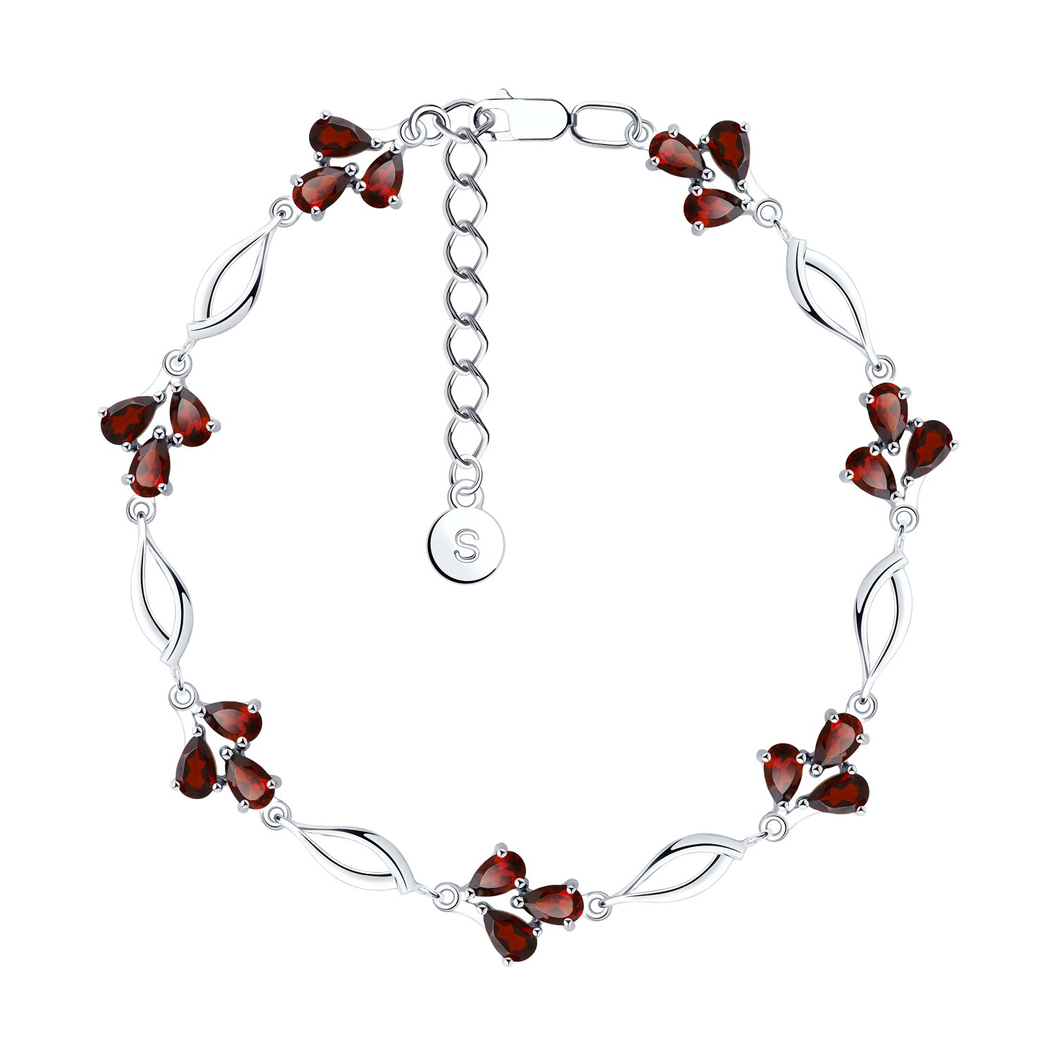 Браслет из серебра с гранатами