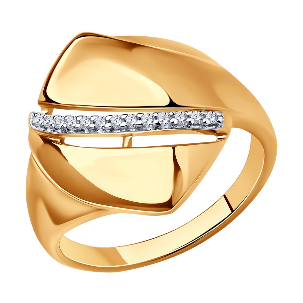 Кольцо из золочёного серебра с фианитами