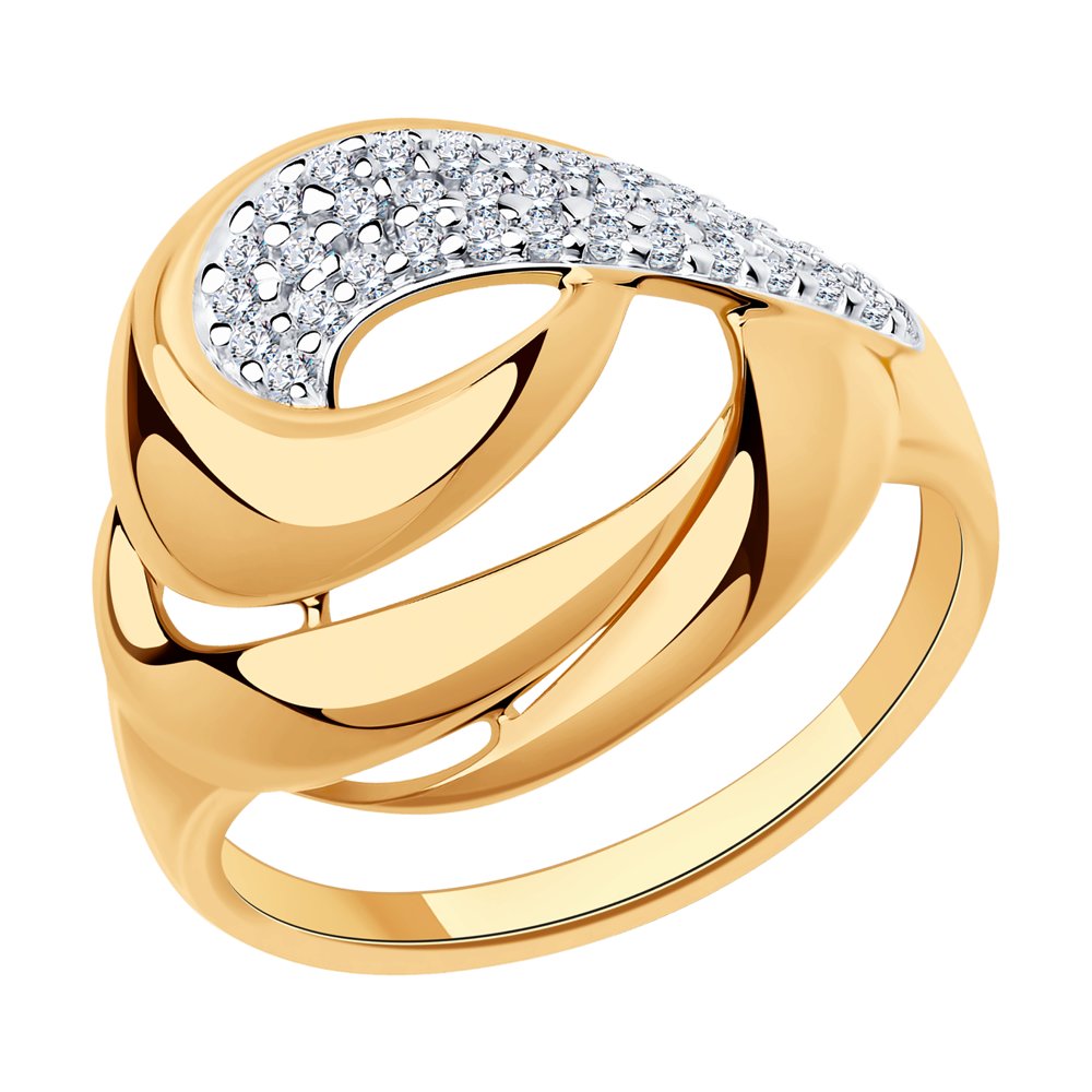 Кольцо из золочёного серебра с фианитами