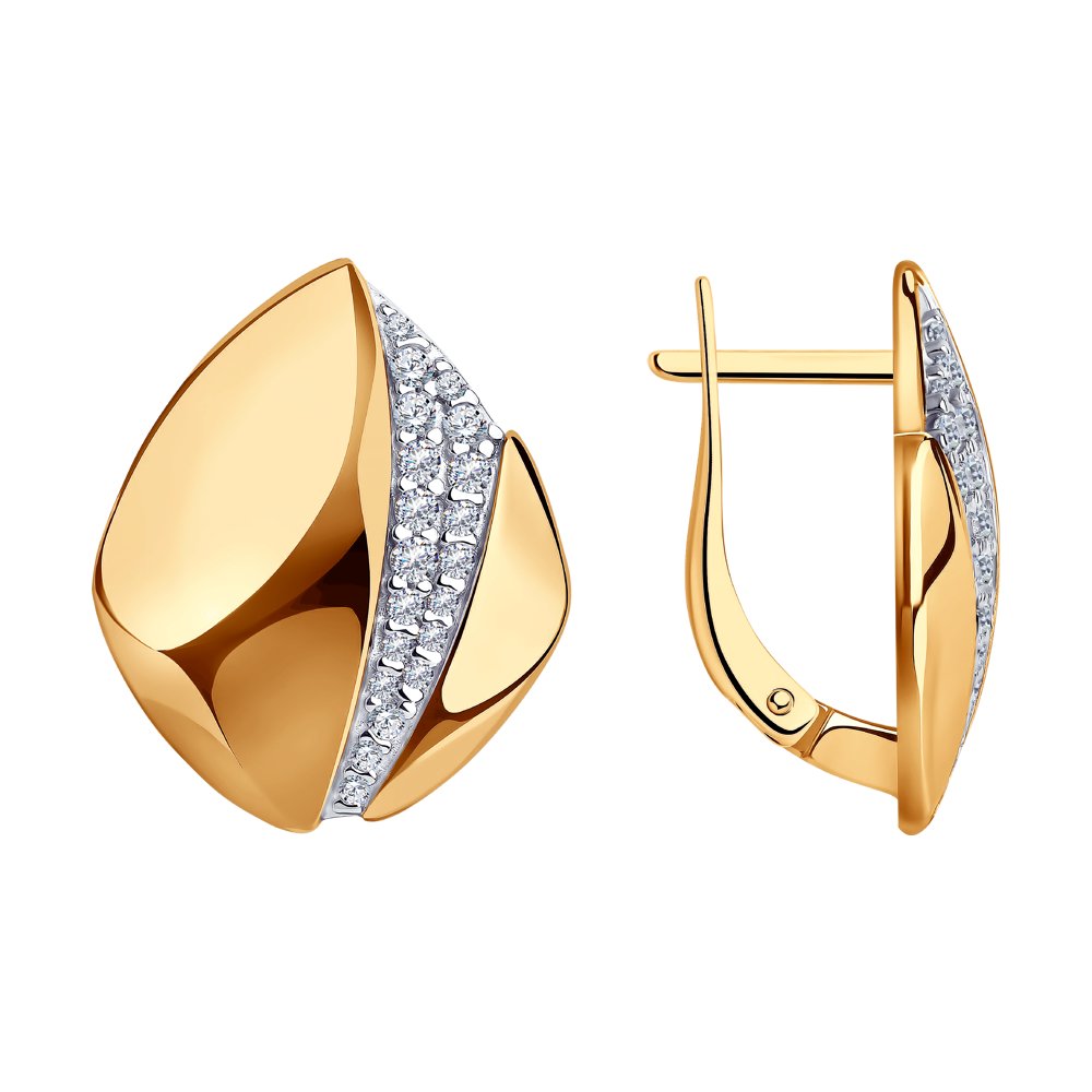 Серьги из золочёного серебра с фианитами