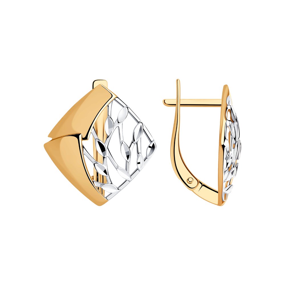 Серьги из золочёного серебра с и алмазной гранью
