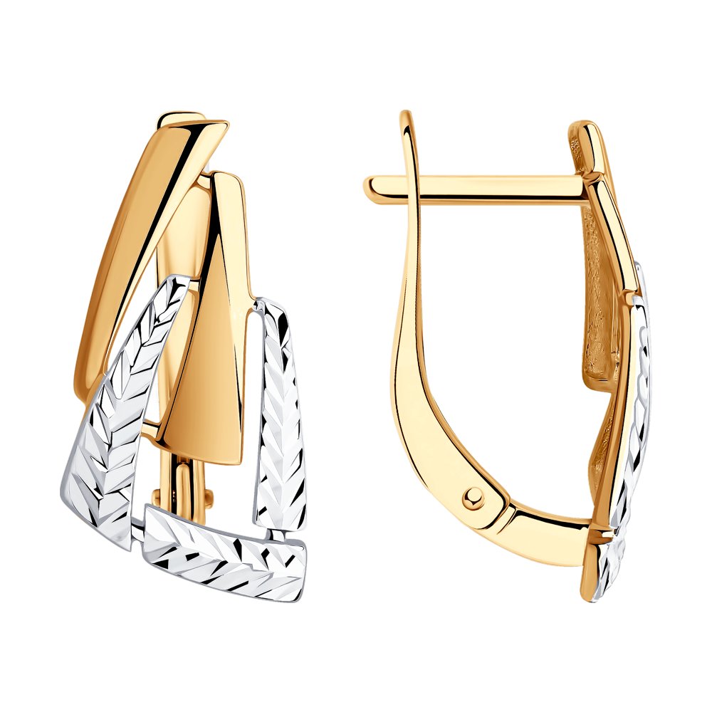 Серьги из золочёного серебра с и алмазной гранью