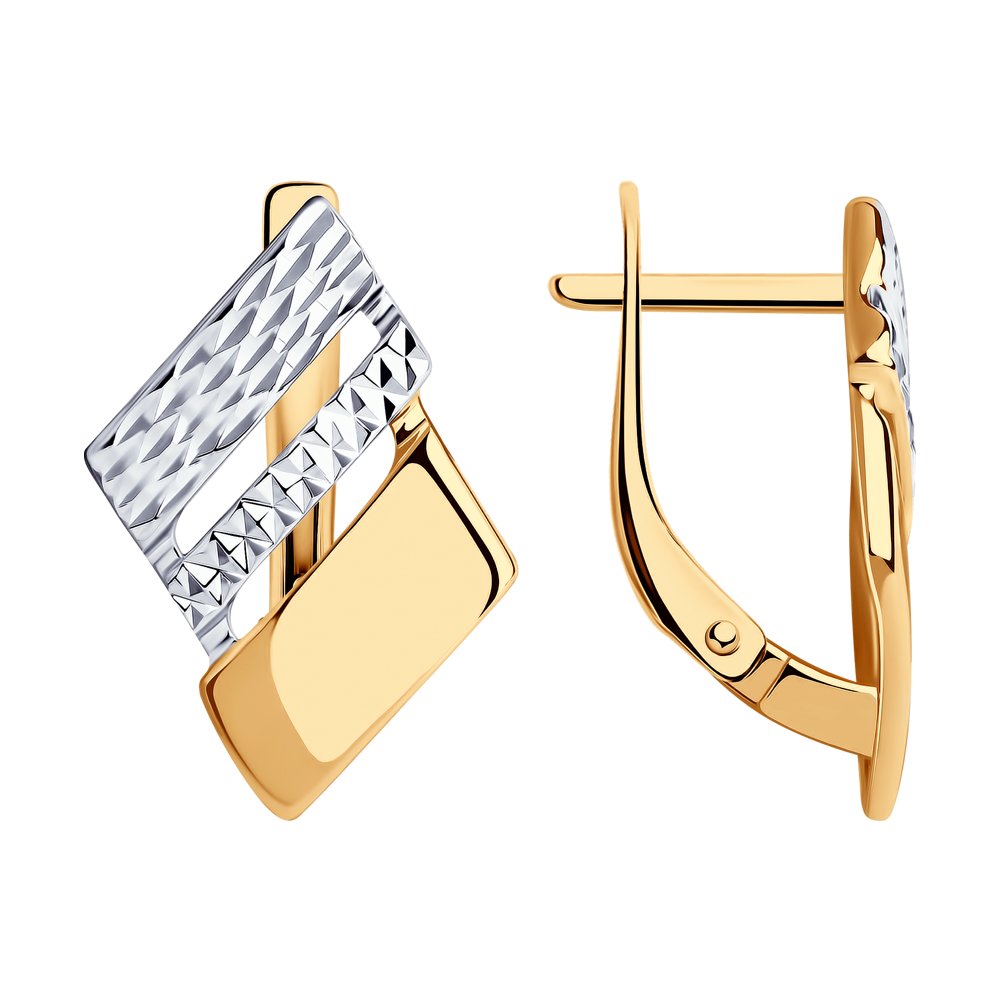 Серьги из золочёного серебра с алмазной гранью