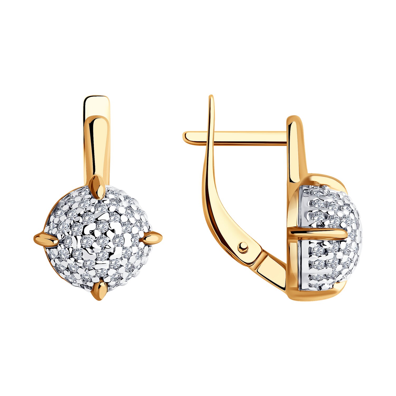 Серьги из золочёного серебра с фианитами