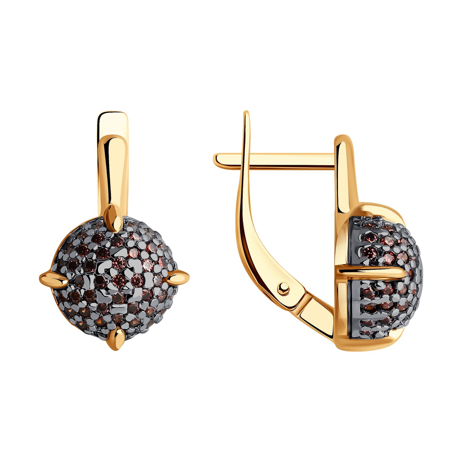 Серьги из золочёного серебра с фианитами