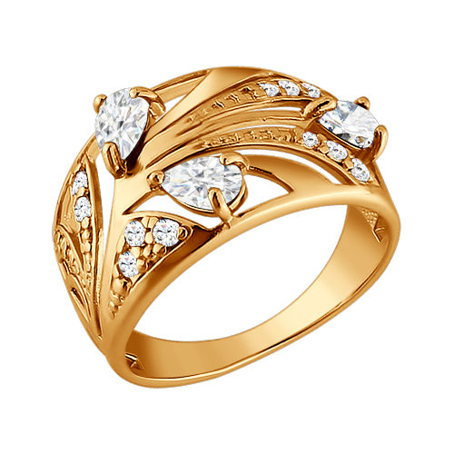 Inel din agrint aurit cu fianite