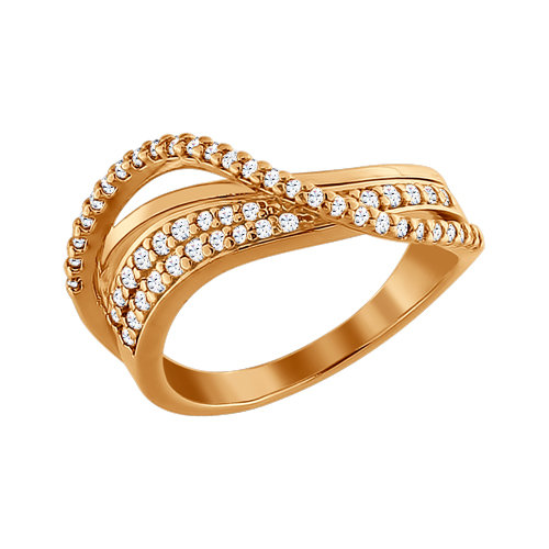 Кольцо из золочёного серебра с фианитами