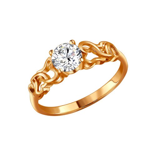 Кольцо из золочёного серебра с фианитом