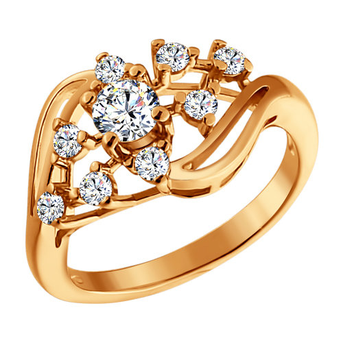 Inel din agrint aurit cu fianite