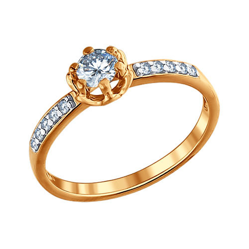 Inel pentru logodna din argint aurit cu fianite