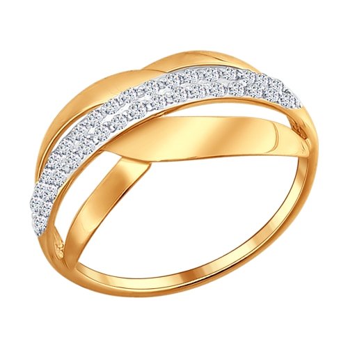 Inel din agrint aurit cu fianite