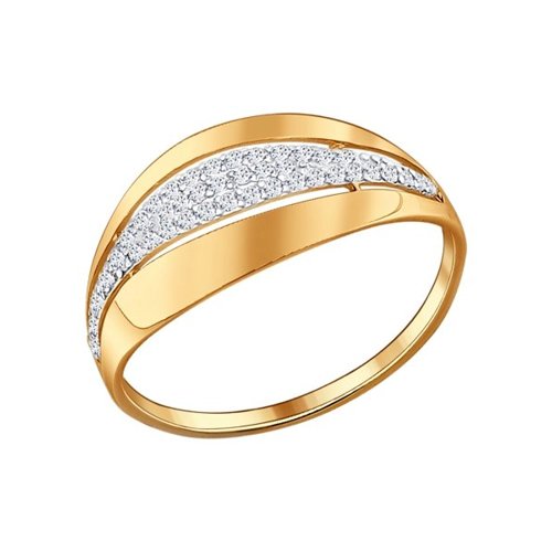 Кольцо из золочёного серебра с фианитами