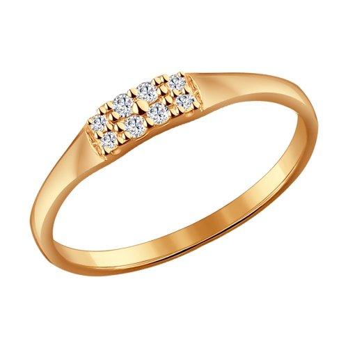 Кольцо из золочёного серебра с фианитами