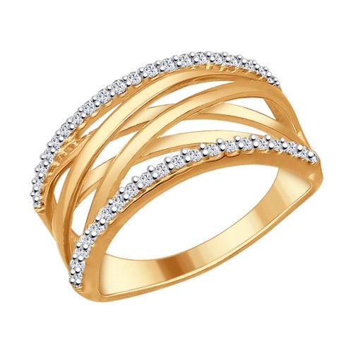 Inel din agrint aurit cu fianite