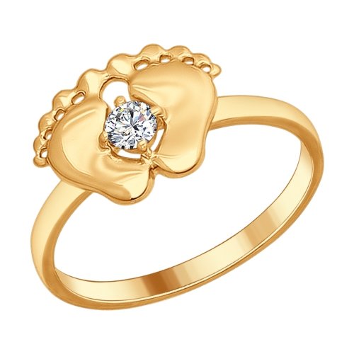 Inel din argint aurit cu fianit ' Talpioare' 