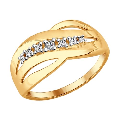 Inel din agrint aurit cu fianite